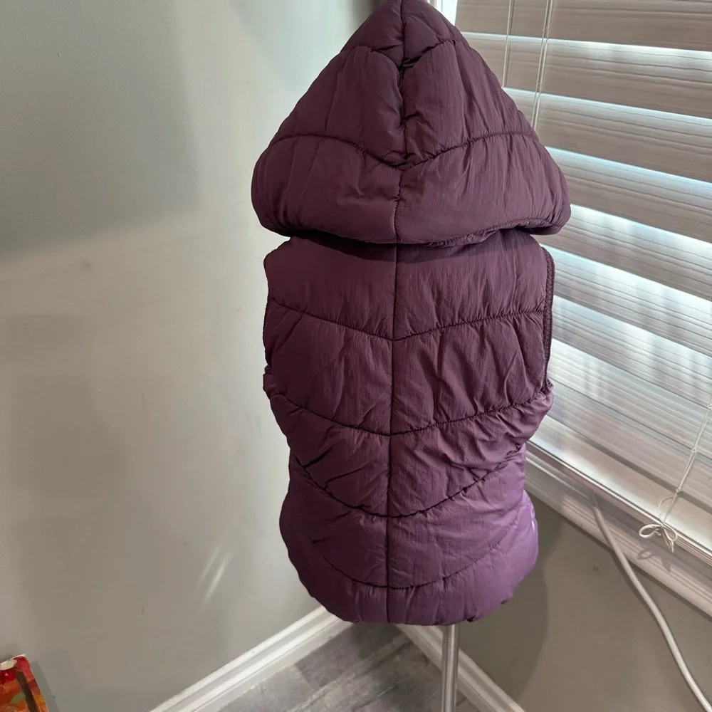 Zara Girls Quilted Purple‎ Hooded Puffer Vest